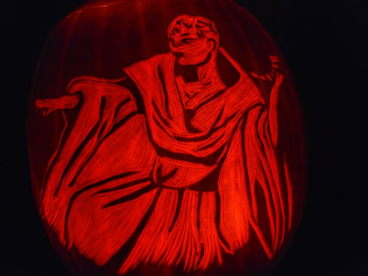 A pumpkin carved with Sofina from Dungeons & Dragons: Honor Among Thieves.